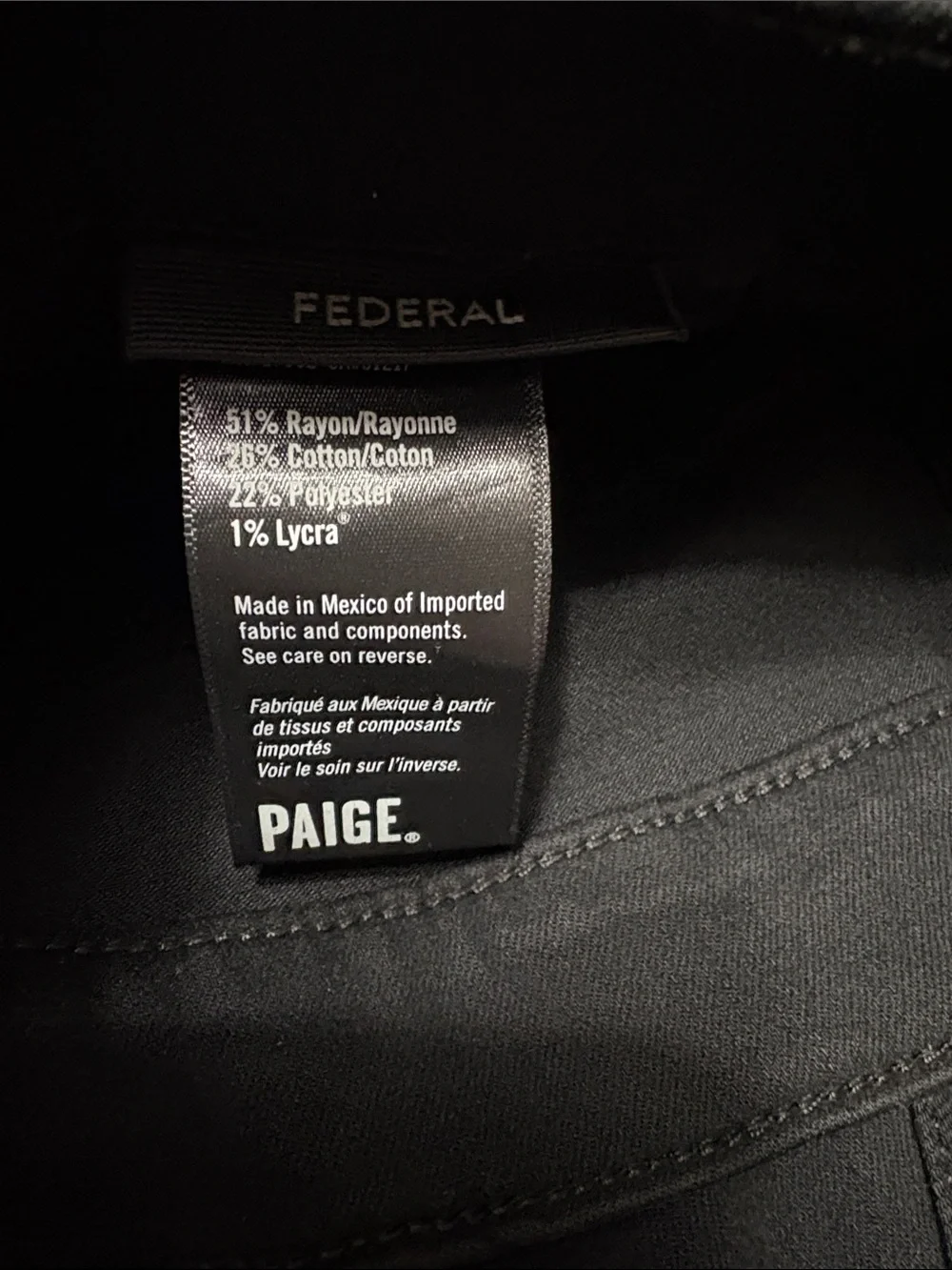 PAIGE Transcend Federal Slim Straight Jean Black Shadow Men Size 32 x 30 Stretch